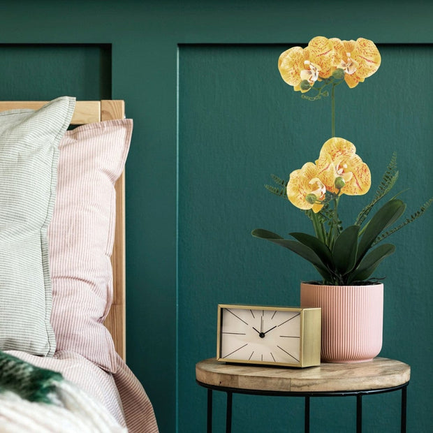 Decoking Floare artificiala in ghiveci, Orchi Galben / Verde, H60 cm