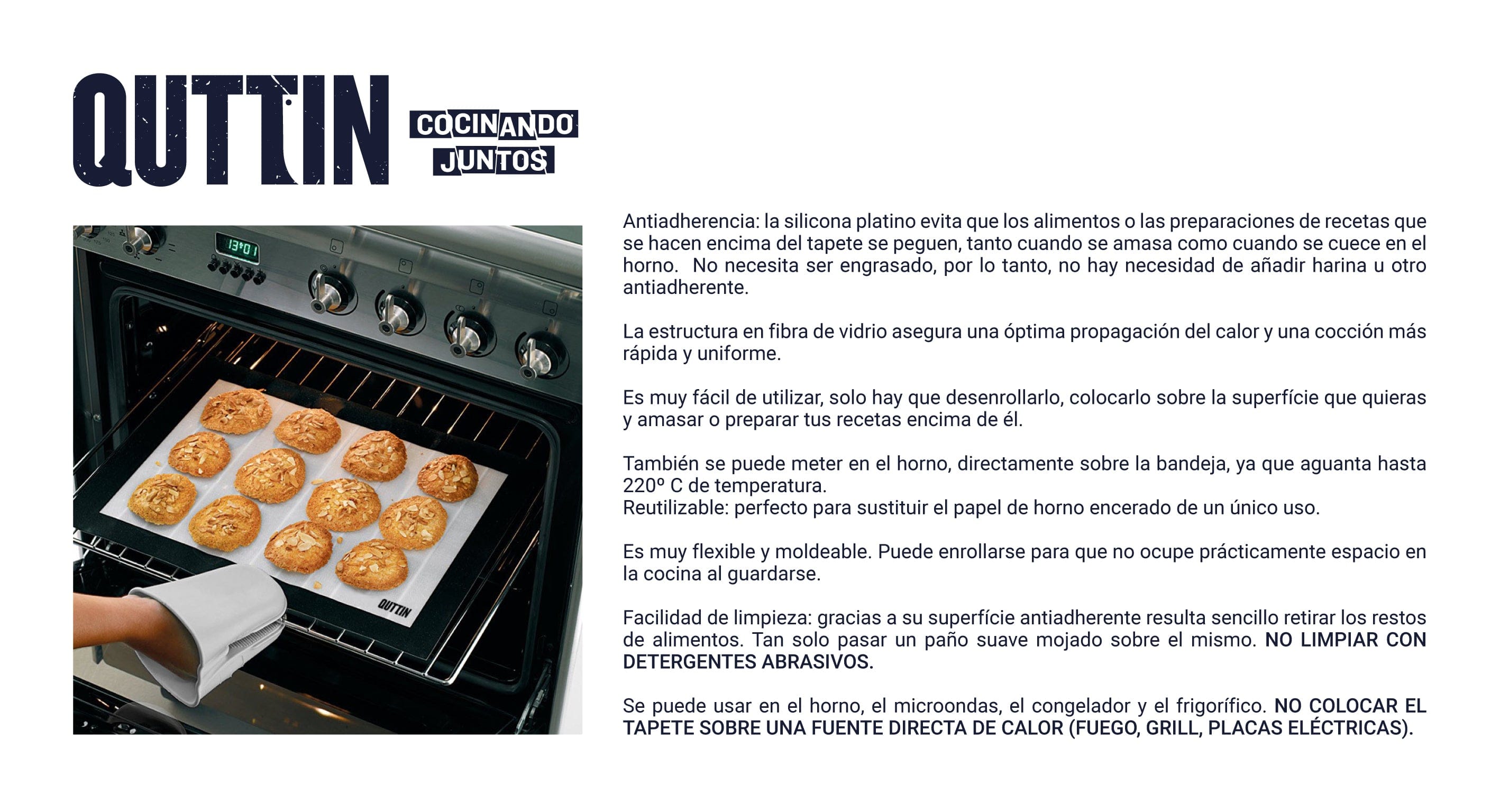 Foaie pentru cuptor, din silicon silicon, Quttin Gri / Negru, L40xl30 cm (6)