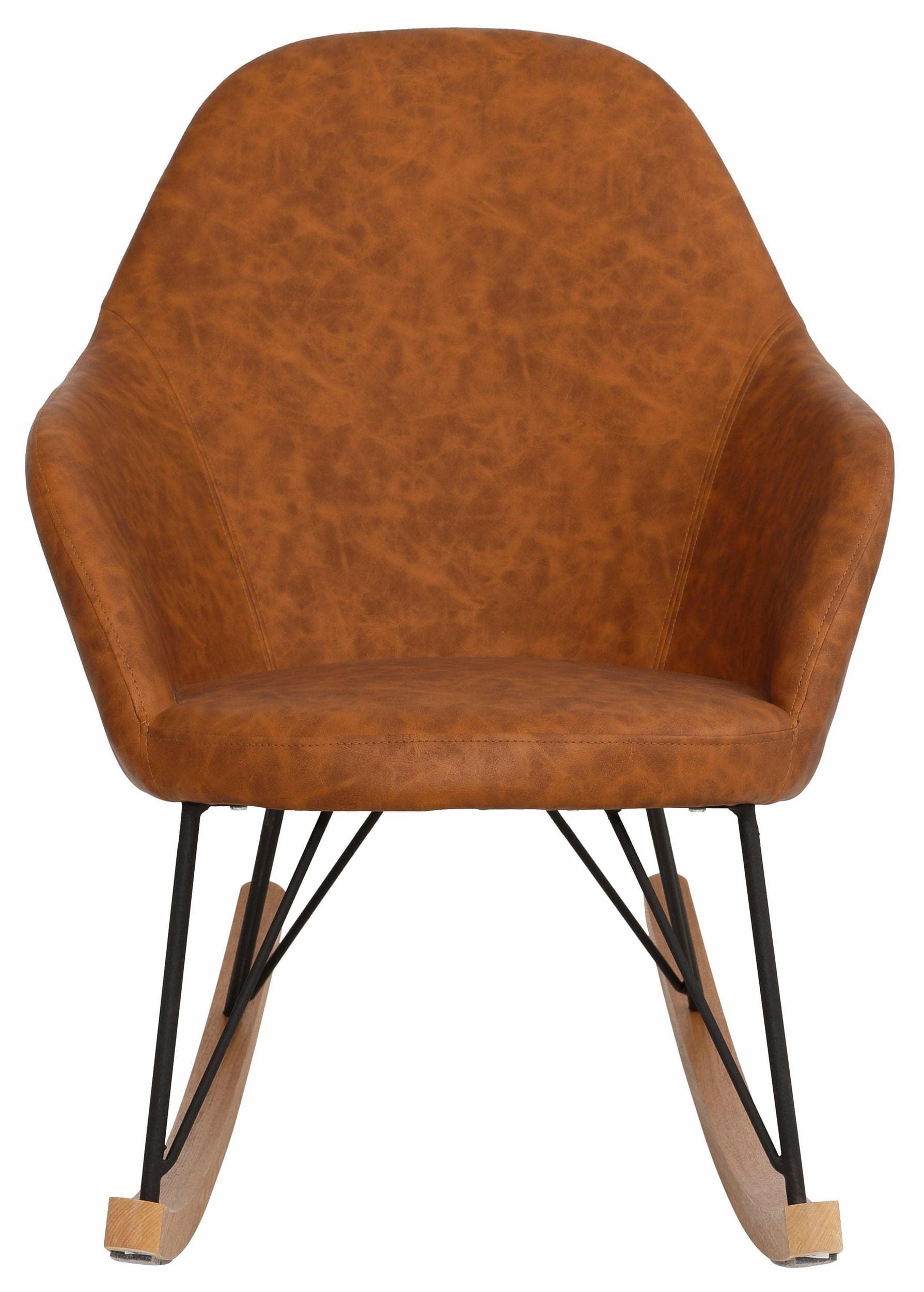 Dorel Home Fotoliu balansoar tapitat cu piele ecologica, Tampa Maro / Stejar, l102xA66xH109 cm