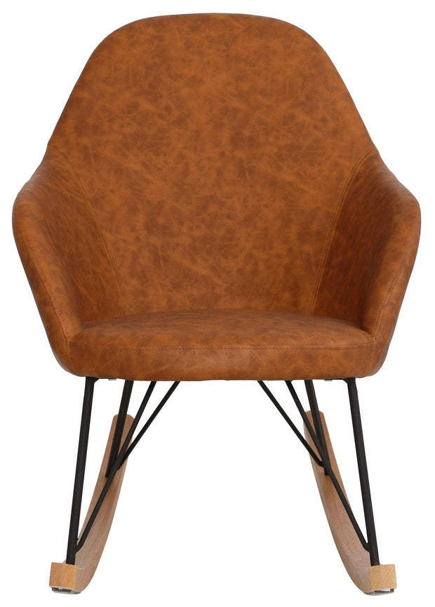 Dorel Home Fotoliu balansoar tapitat cu piele ecologica, Tampa Maro / Stejar, l102xA66xH109 cm