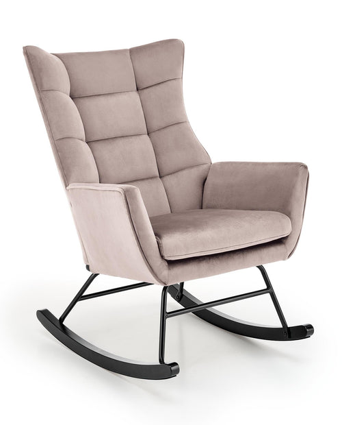 Fotoliu balansoar tapitat cu stofa, Bazalto Velvet Bej / Negru, l70xA90xH92 cm