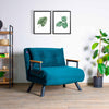 Asir Turcoaz Fotoliu extensibil tapitat cu stofa si picioare metalice, Sando Color Velvet, l60xA78xH78 cm
