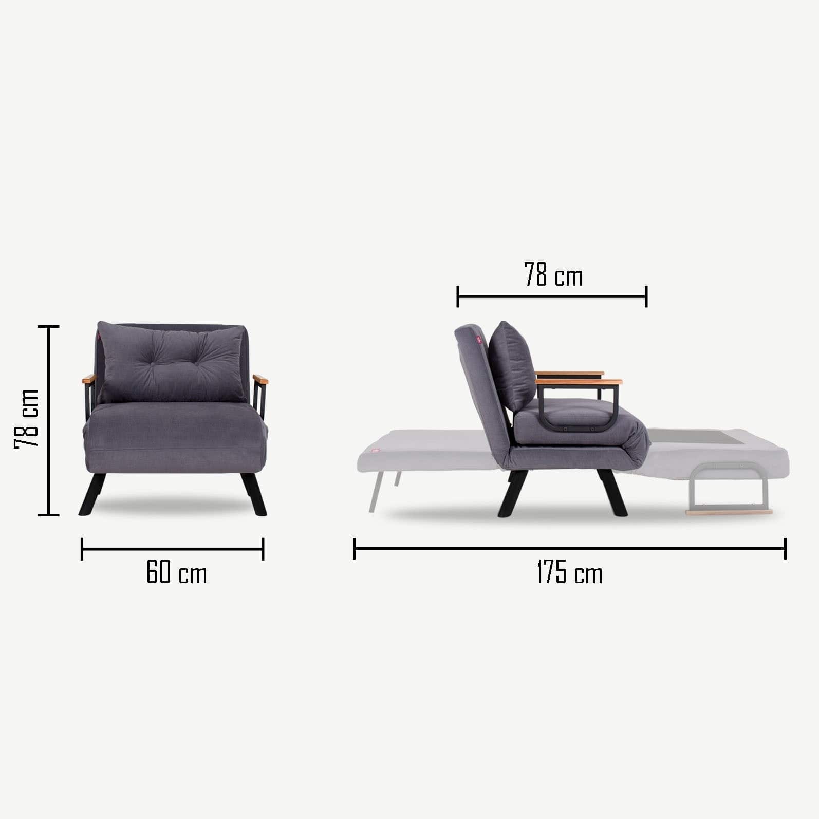 Asir Fotoliu extensibil tapitat cu stofa si picioare metalice, Sando Color Velvet, l60xA78xH78 cm