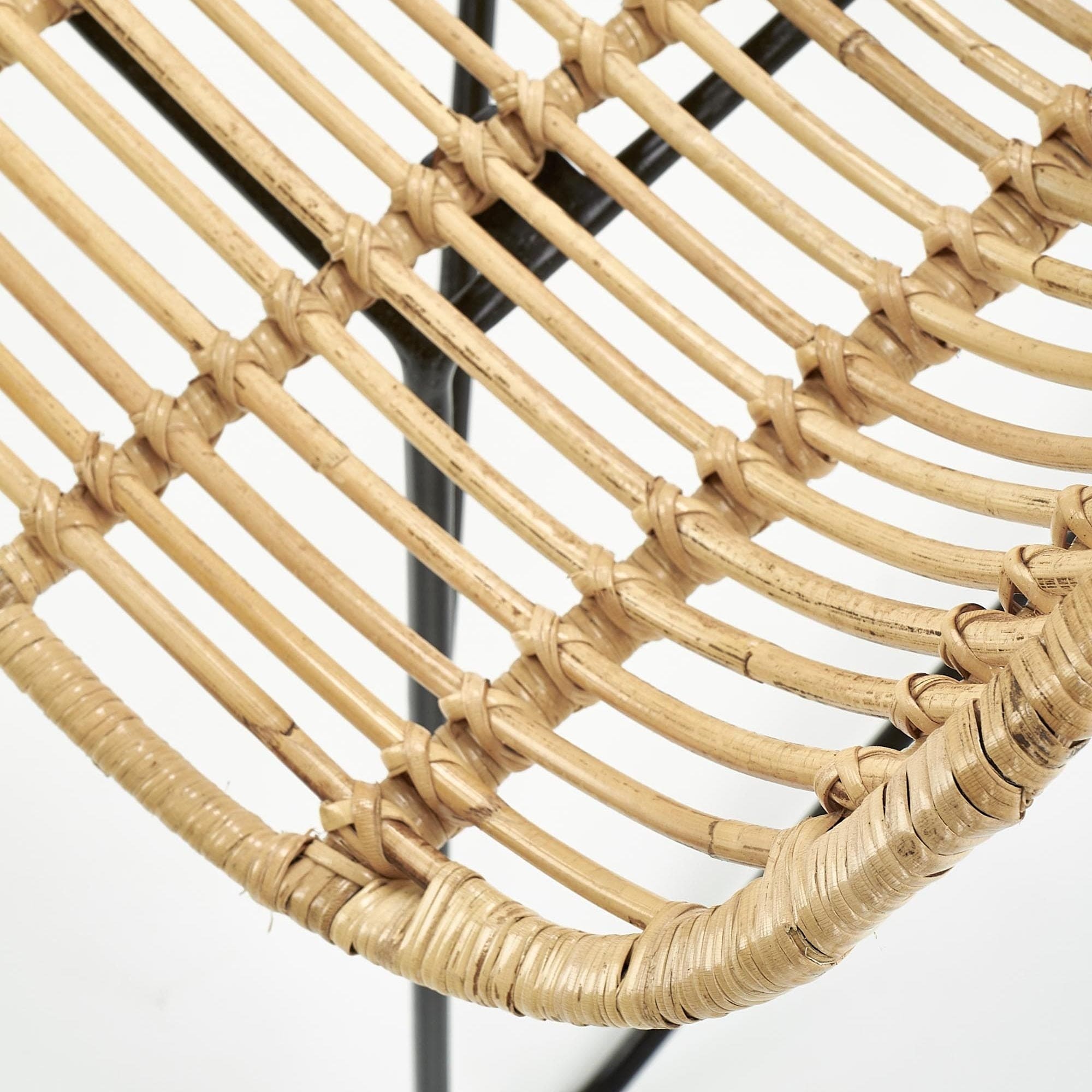 Fotoliu fix din ratan cu picioare metalice, Indy Natural / Negru, l69xA70xH103 cm (8)