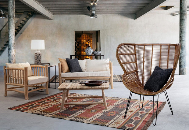 Fotoliu Fix din ratan, Estefan Natural / Negru, l100xA75xH118 cm (7)