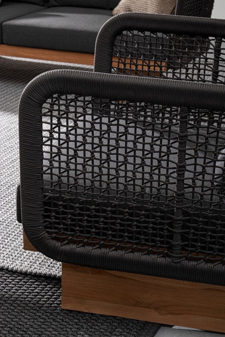 Fotoliu fix pentru gradina / terasa, din aluminiu si lemn de tec, Xylia Maro, l76xA83,5xH80 cm (4)