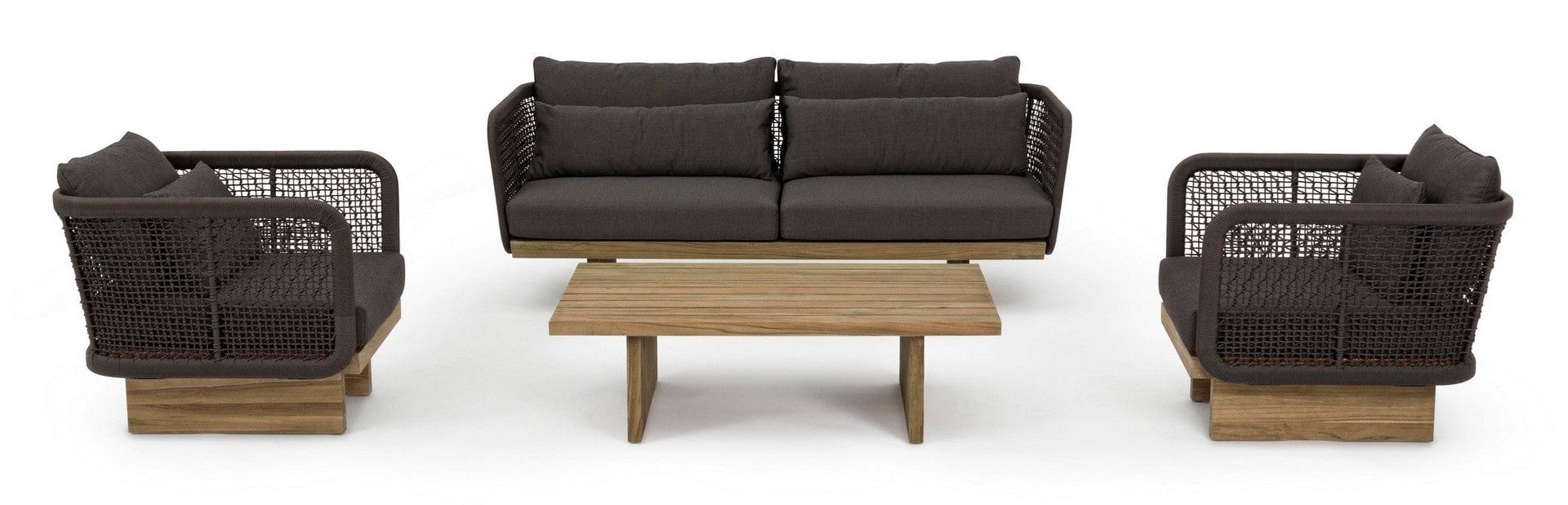 Fotoliu fix pentru gradina / terasa, din aluminiu si lemn de tec, Xylia Maro, l76xA83,5xH80 cm (6)