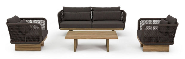 Fotoliu fix pentru gradina / terasa, din aluminiu si lemn de tec, Xylia Maro, l76xA83,5xH80 cm (6)