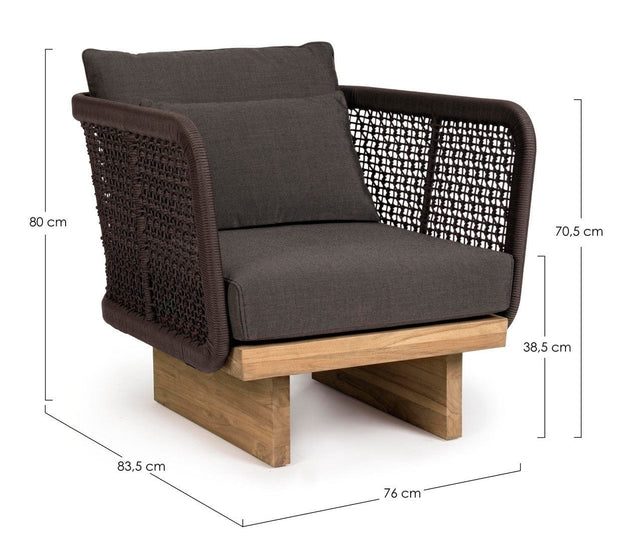 Fotoliu fix pentru gradina / terasa, din aluminiu si lemn de tec, Xylia Maro, l76xA83,5xH80 cm (13)