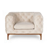 Asir Fotoliu fix tapitat cu piele ecologica si picioare din lemn, Fashion Crem, l105xA100xH71 cm