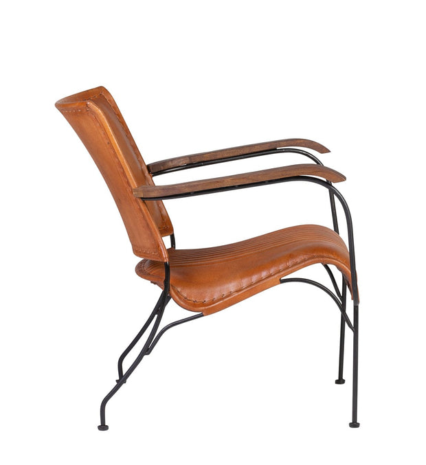 Fotoliu fix tapitat cu piele ecologica si picioare metalice, Boston Maro / Negru, l68xA76xH75 cm (1)