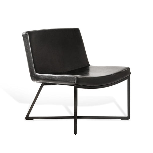 Fotoliu Fix tapitat cu piele ecologica, Zero Negru, l62xA60xH81 cm