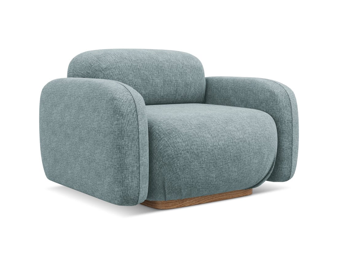 Makamii Fotoliu Fix tapitat cu stofa, Ailani C11 Albastru Denim / Natural, l110xA95xH73 cm