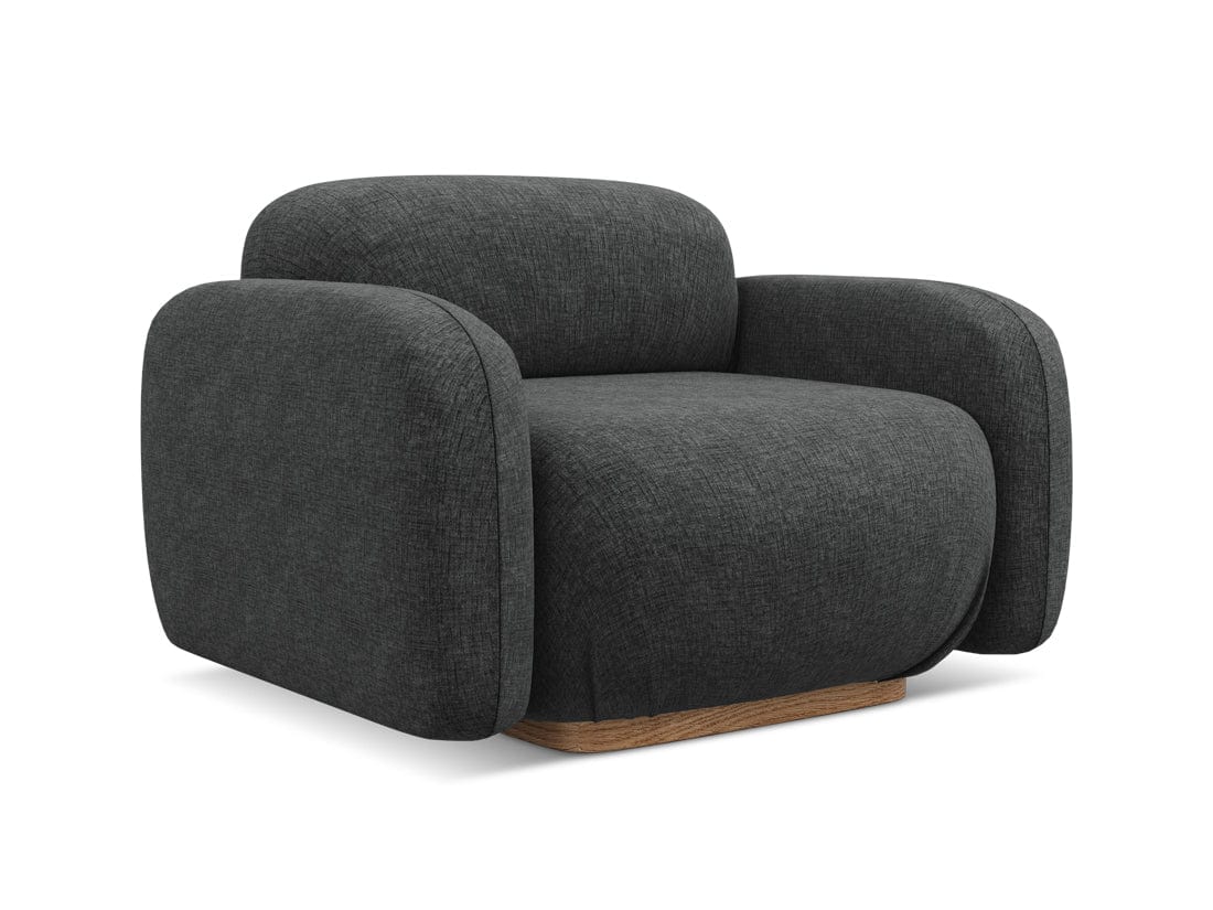 Makamii Fotoliu Fix tapitat cu stofa, Ailani C16 Gri Inchis / Natural, l110xA95xH73 cm