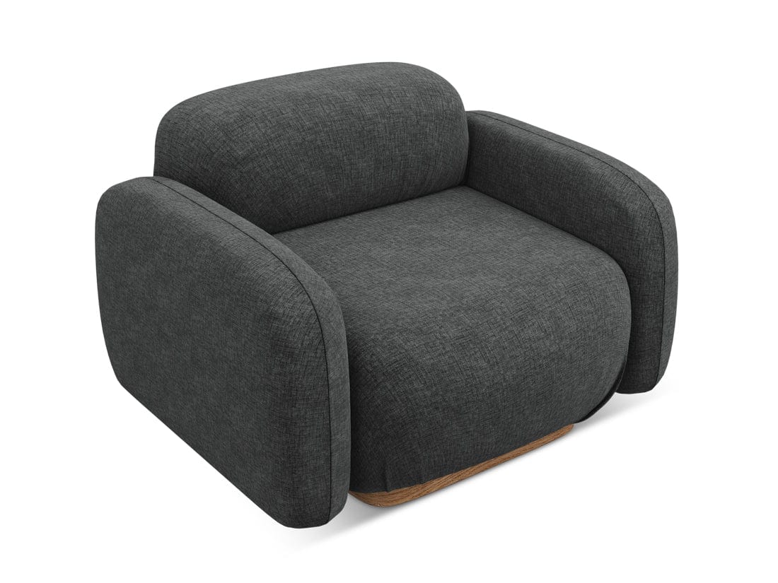 Makamii Fotoliu Fix tapitat cu stofa, Ailani C16 Gri Inchis / Natural, l110xA95xH73 cm