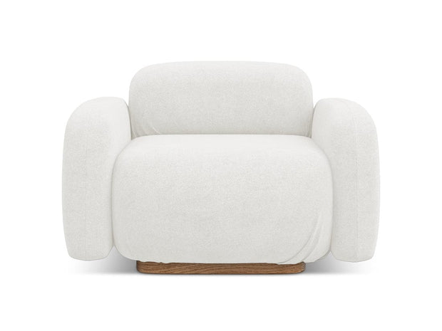 Makamii Fotoliu Fix tapitat cu stofa, Ailani C6 Alb / Natural, l110xA95xH73 cm