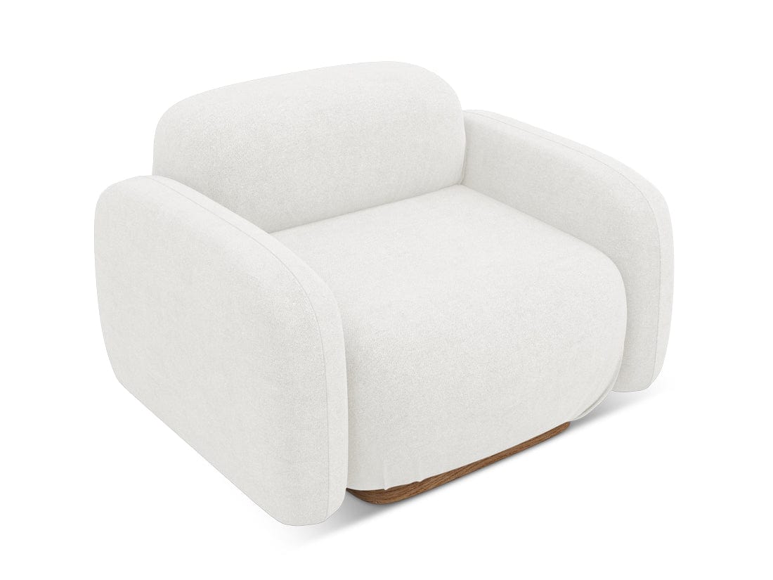 Makamii Fotoliu Fix tapitat cu stofa, Ailani C6 Alb / Natural, l110xA95xH73 cm