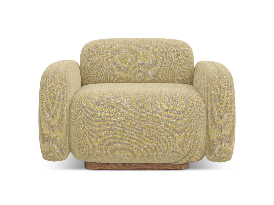 Makamii Fotoliu Fix tapitat cu stofa, Ailani C7 Mustariu / Natural, l110xA95xH73 cm