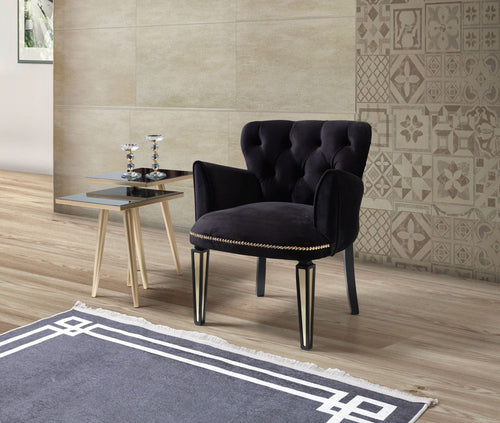 Fotoliu fix tapitat cu stofa, Belinda Negru, l60xA55xH70 cm