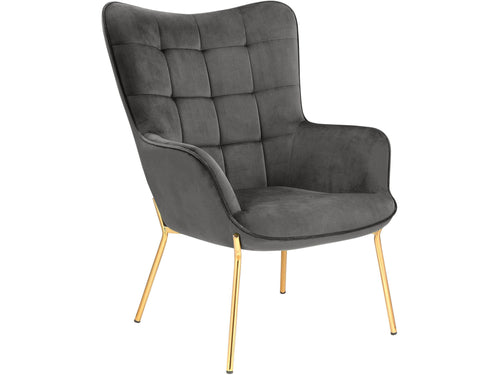 Dorel Home Fotoliu fix tapitat cu stofa, Boris Velvet Gri / Auriu, l73xA80xH99 cm