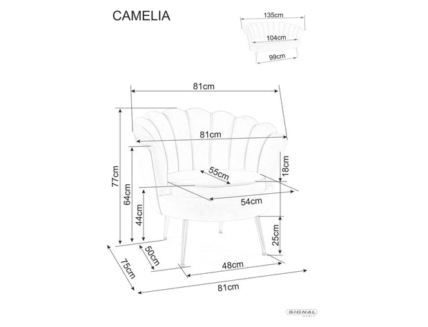 Fotoliu Fix tapitat cu stofa, Camellia 1 Velvet Roz Antic / Auriu, l81xA76xH77 cm (1)