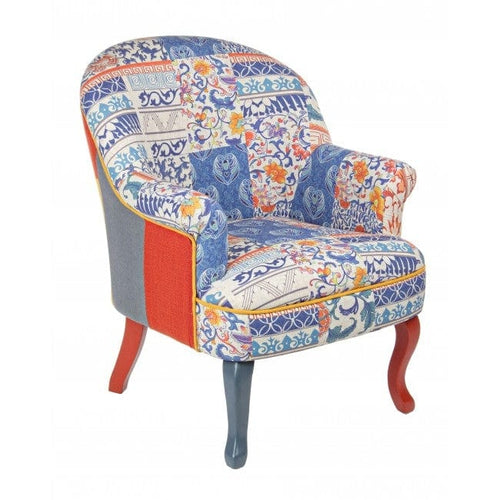 Fotoliu fix tapitat cu stofa, cu picioare din lemn Eracle Patchwork Multicolor, l68xA73xH87 cm