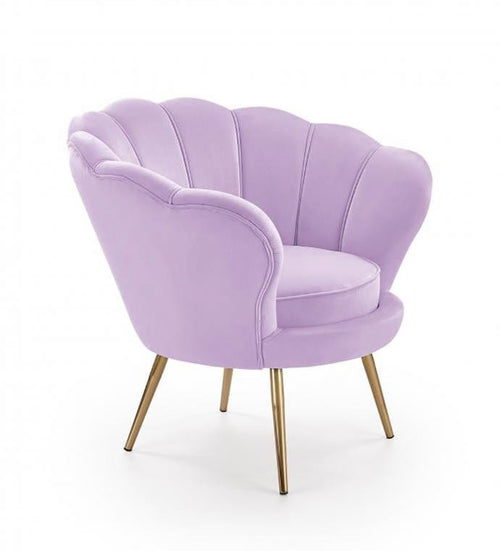 Halmar Fotoliu fix tapitat cu stofa, cu picioare din metal Ammon Lila / Auriu, l94xA74xH83 cm