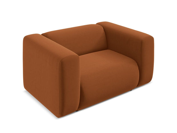 Makamii Fotoliu Fix tapitat cu stofa, Ekahi Velvet C12 Caramiziu / Negru, l137xA89xH70 cm