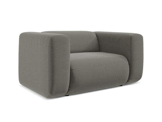 Makamii Fotoliu Fix tapitat cu stofa, Ekahi Velvet C16 Gri / Negru, l137xA89xH70 cm