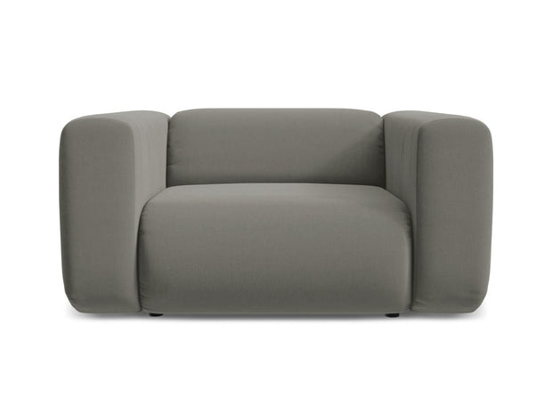 Makamii Fotoliu Fix tapitat cu stofa, Ekahi Velvet C16 Gri / Negru, l137xA89xH70 cm