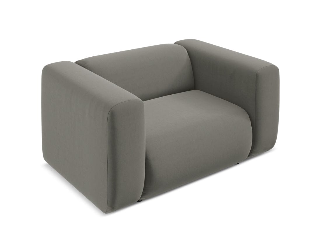 Makamii Fotoliu Fix tapitat cu stofa, Ekahi Velvet C16 Gri / Negru, l137xA89xH70 cm