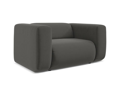 Makamii Fotoliu Fix tapitat cu stofa, Ekahi Velvet C2 Gri Inchis / Negru, l137xA89xH70 cm