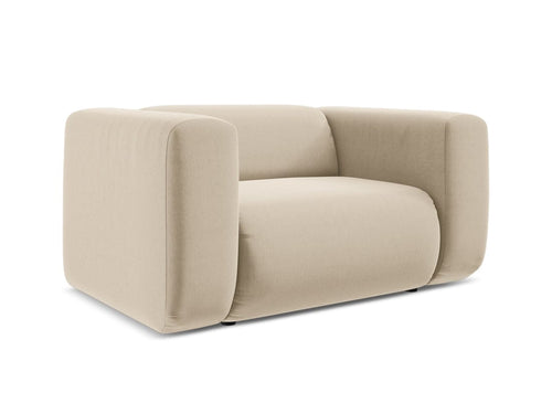 Makamii Fotoliu Fix tapitat cu stofa, Ekahi Velvet C20 Bej Deschis / Negru, l137xA89xH70 cm