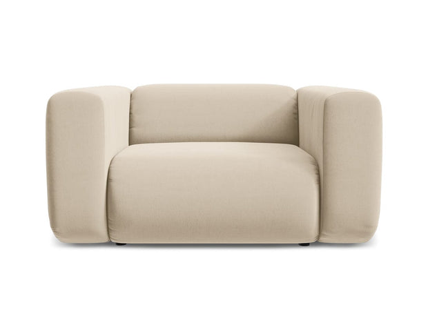 Makamii Fotoliu Fix tapitat cu stofa, Ekahi Velvet C20 Bej Deschis / Negru, l137xA89xH70 cm