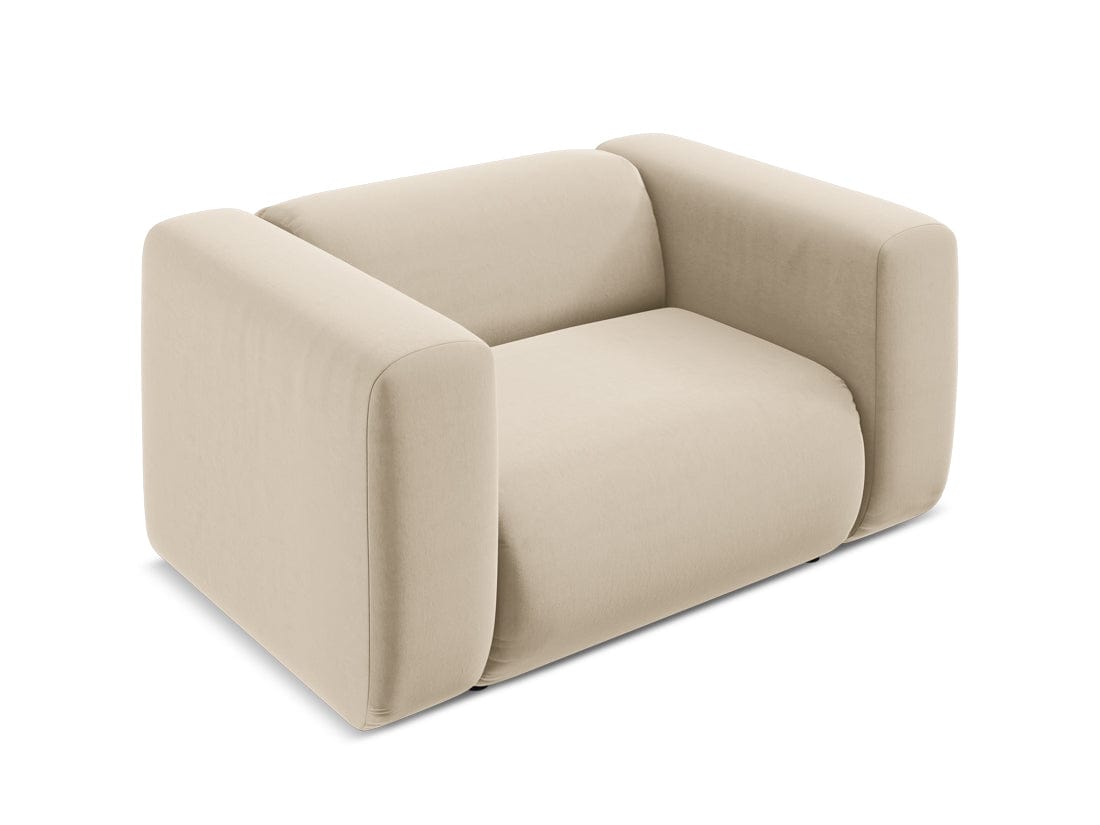 Makamii Fotoliu Fix tapitat cu stofa, Ekahi Velvet C20 Bej Deschis / Negru, l137xA89xH70 cm