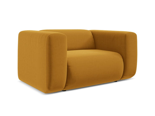 Makamii Fotoliu Fix tapitat cu stofa, Ekahi Velvet C21 Mustariu / Negru, l137xA89xH70 cm