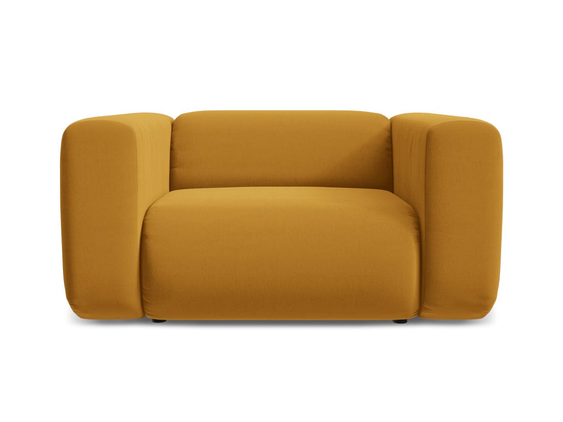 Makamii Fotoliu Fix tapitat cu stofa, Ekahi Velvet C21 Mustariu / Negru, l137xA89xH70 cm