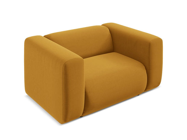 Makamii Fotoliu Fix tapitat cu stofa, Ekahi Velvet C21 Mustariu / Negru, l137xA89xH70 cm