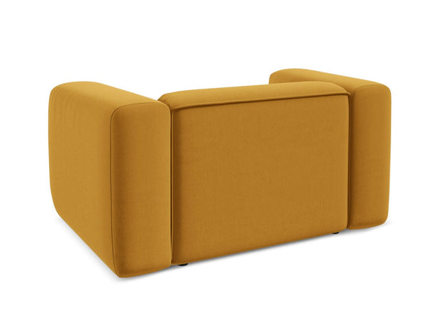 Makamii Fotoliu Fix tapitat cu stofa, Ekahi Velvet C21 Mustariu / Negru, l137xA89xH70 cm