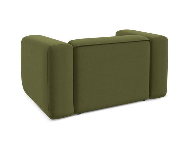 Makamii Fotoliu Fix tapitat cu stofa, Ekahi Velvet C23 Verde Olive / Negru, l137xA89xH70 cm