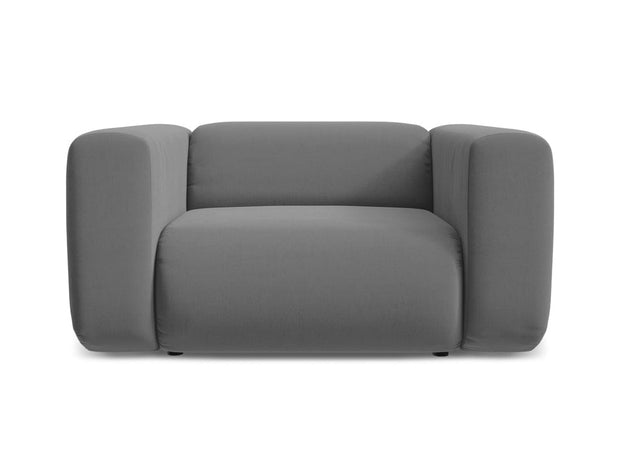 Makamii Fotoliu Fix tapitat cu stofa, Ekahi Velvet C4 Gri / Negru, l137xA89xH70 cm