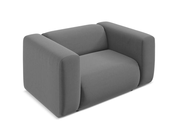 Makamii Fotoliu Fix tapitat cu stofa, Ekahi Velvet C4 Gri / Negru, l137xA89xH70 cm