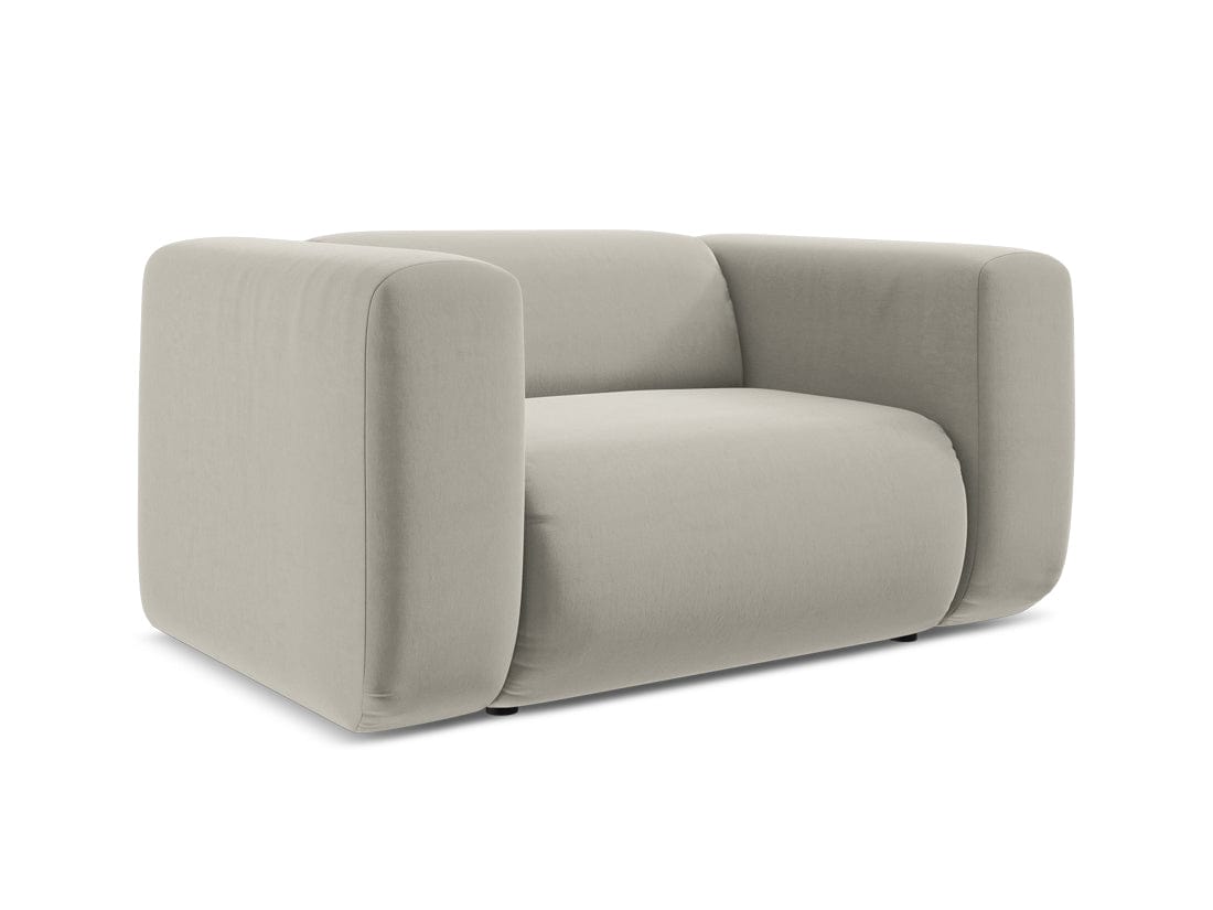 Makamii Fotoliu Fix tapitat cu stofa, Ekahi Velvet C6 Gri / Negru, l137xA89xH70 cm