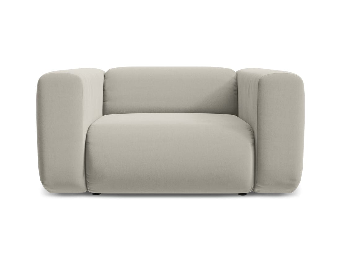 Makamii Fotoliu Fix tapitat cu stofa, Ekahi Velvet C6 Gri / Negru, l137xA89xH70 cm