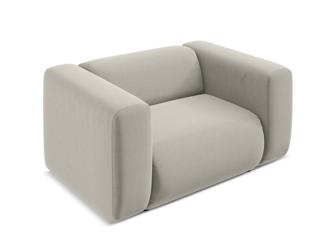 Makamii Fotoliu Fix tapitat cu stofa, Ekahi Velvet C6 Gri / Negru, l137xA89xH70 cm