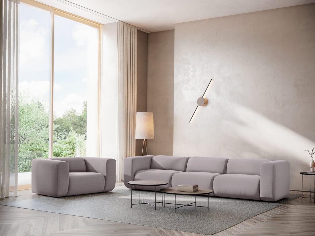 Makamii Fotoliu Fix tapitat cu stofa, Ekahi Velvet C8 Lila / Negru, l137xA89xH70 cm