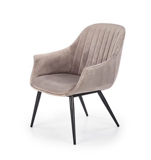 Fotoliu fix tapitat cu stofa, Elegance Gri / Negru, l72xA60xH79 cm