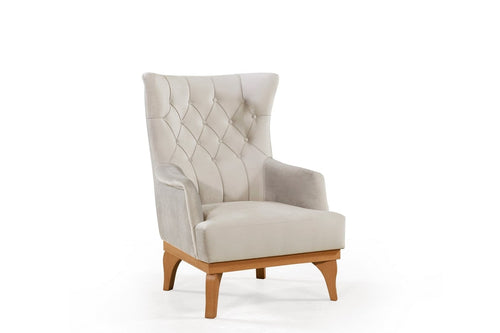 Fotoliu fix tapitat cu stofa, Elena Velvet Crem, l75xA90xH102 cm