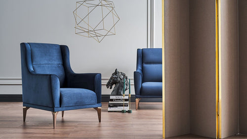 Fotoliu fix tapitat cu stofa, Felis Velvet Bleumarin, l80xA93xH97 cm