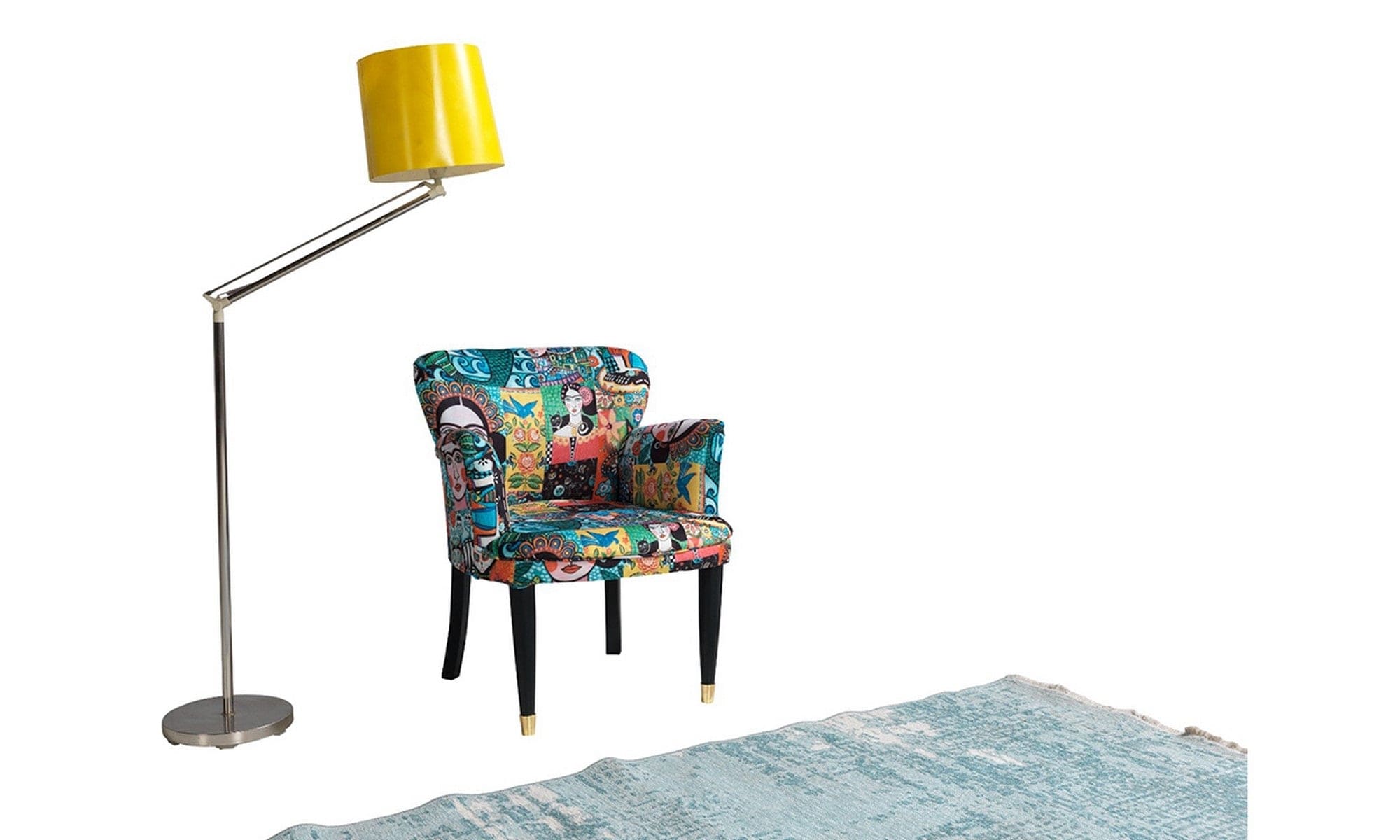 Fotoliu fix tapitat cu stofa, Frida Multicolor, l65xA60xH75 cm (2)